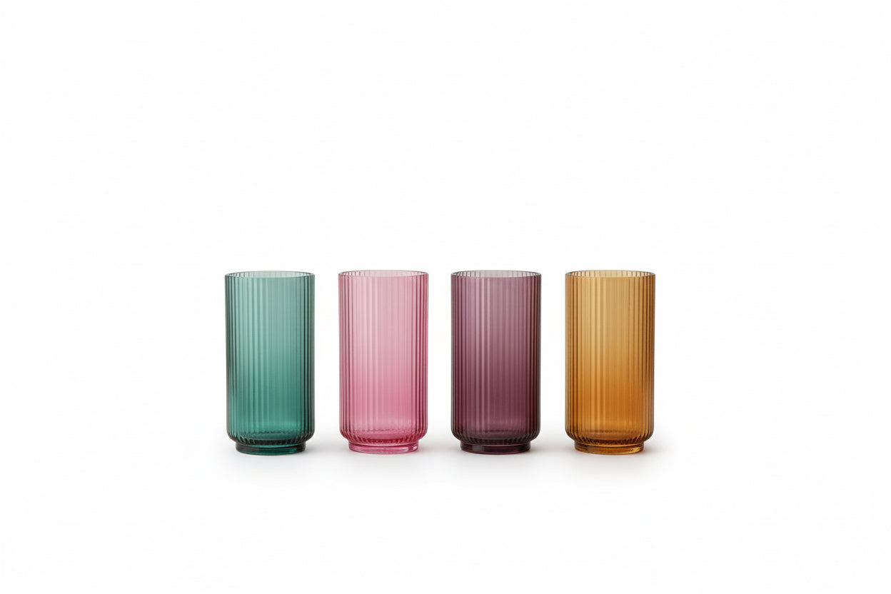 Set 4 Vasos Acanalados Colores