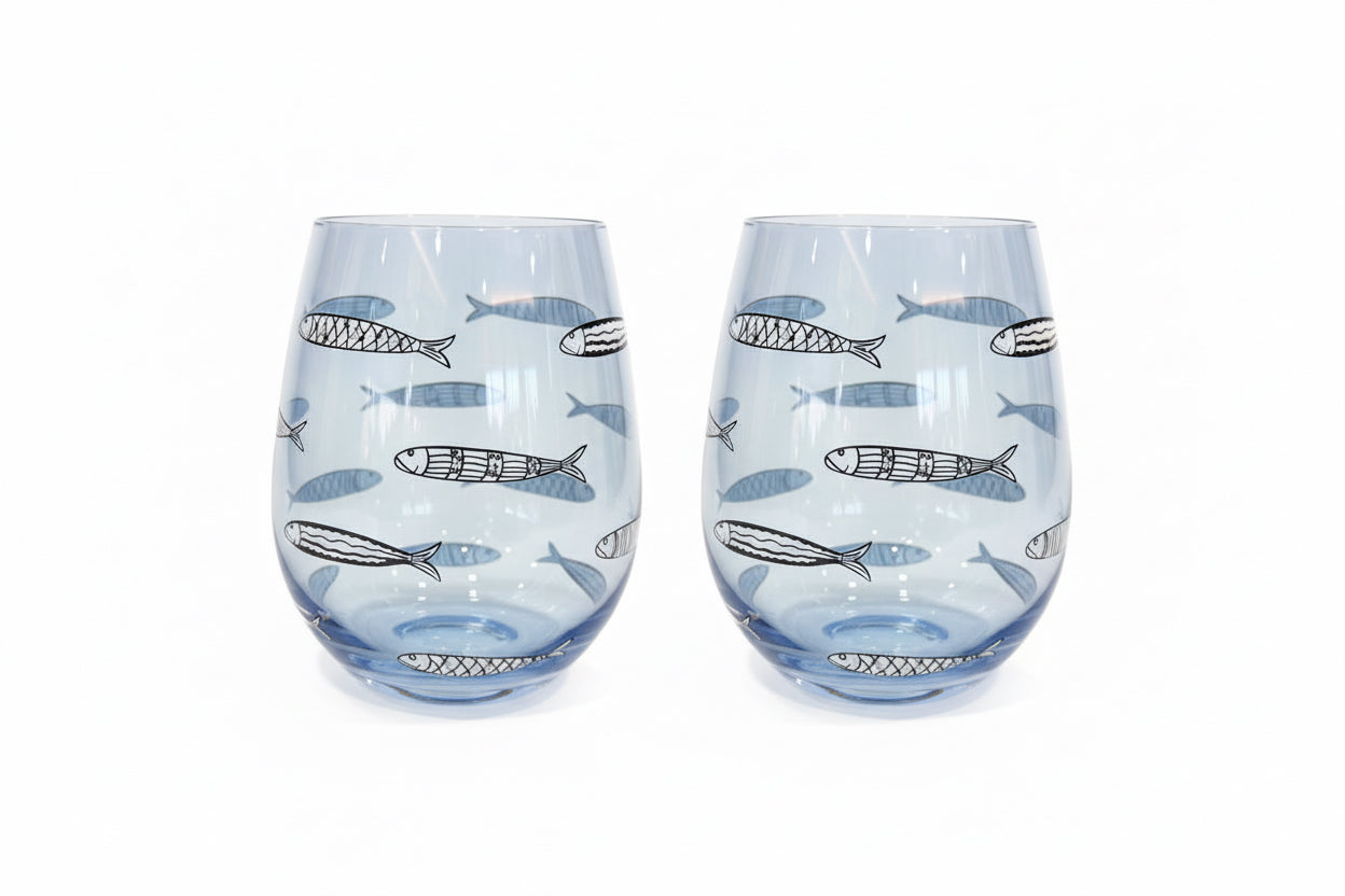 Set 2 Vasos Vidrio Peces