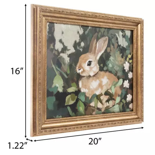 Cuadro Conejo Marco Dorado