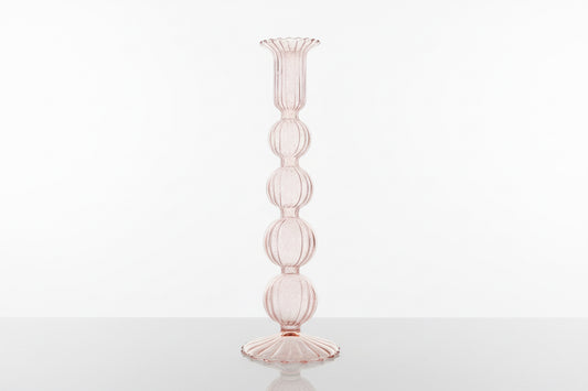 Candelabro Vidrio Rosa