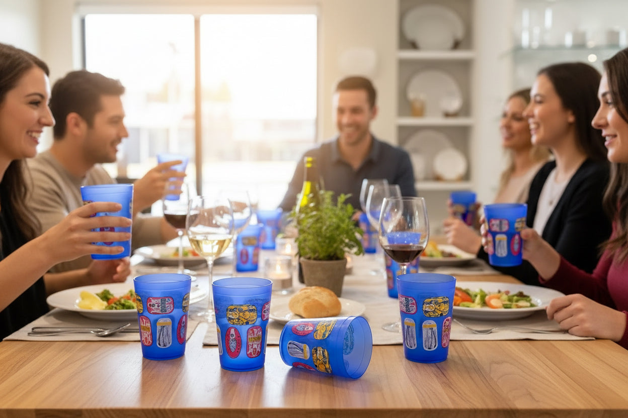 Set 12 Vasos Sardinas Azules