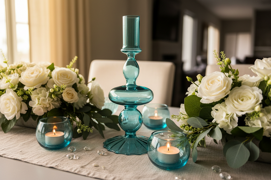 Candelabro Blue Vidrio Soplado