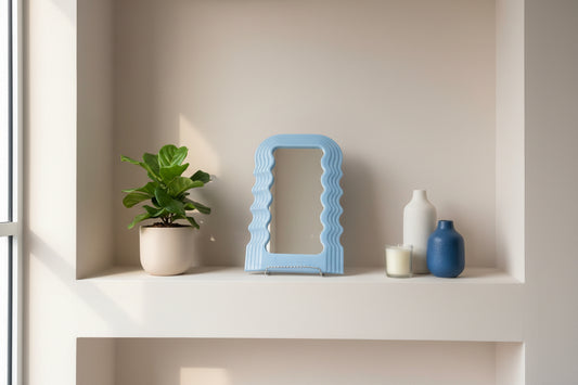 Espejo Marco Ondulado Azul