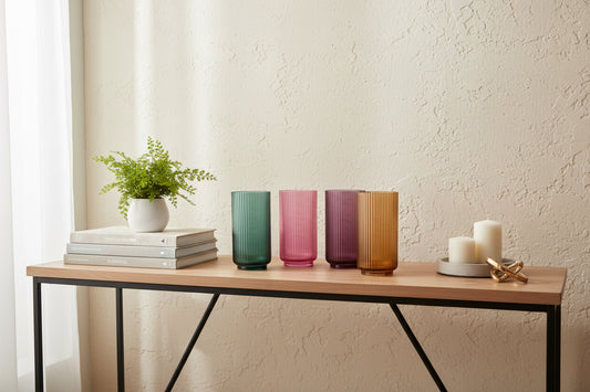 Set 4 Vasos Acanalados Colores