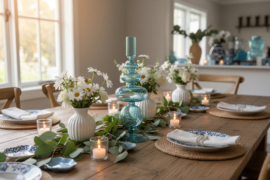 Candelabro Blue Vidrio Soplado