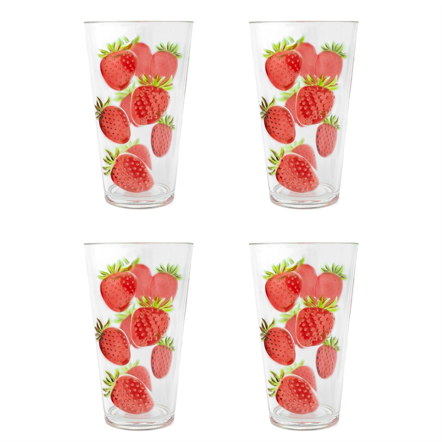 Set 4 Vasos Acrílicos Fresa