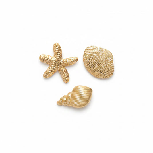 Set 3 ganchos dorados mar