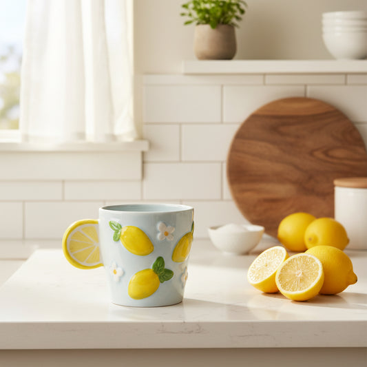 Taza azul limones