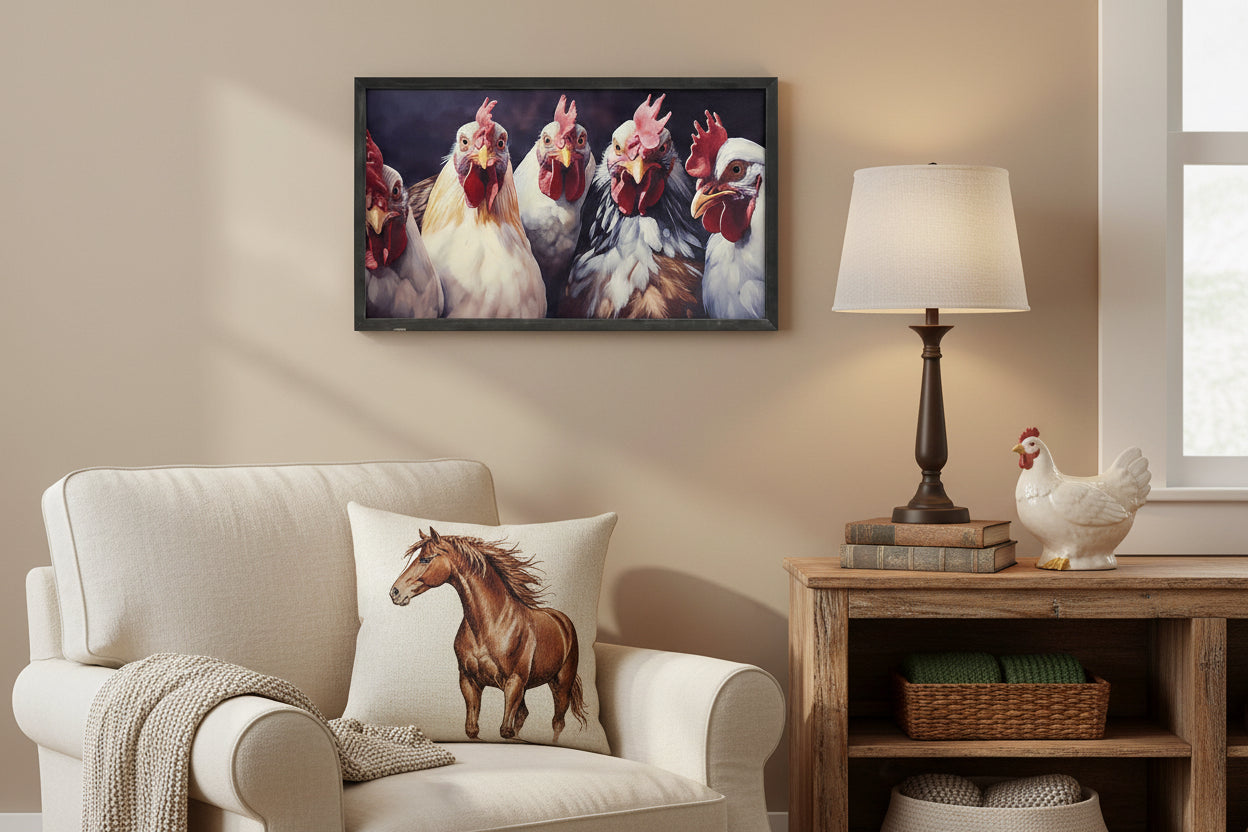 Cuadro Gallos Observadores