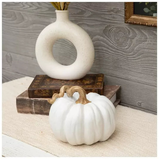 Calabaza Blanca Cerámica Tallada