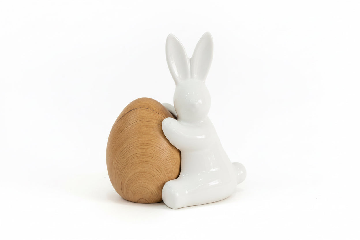 Conejito Huevo Madera