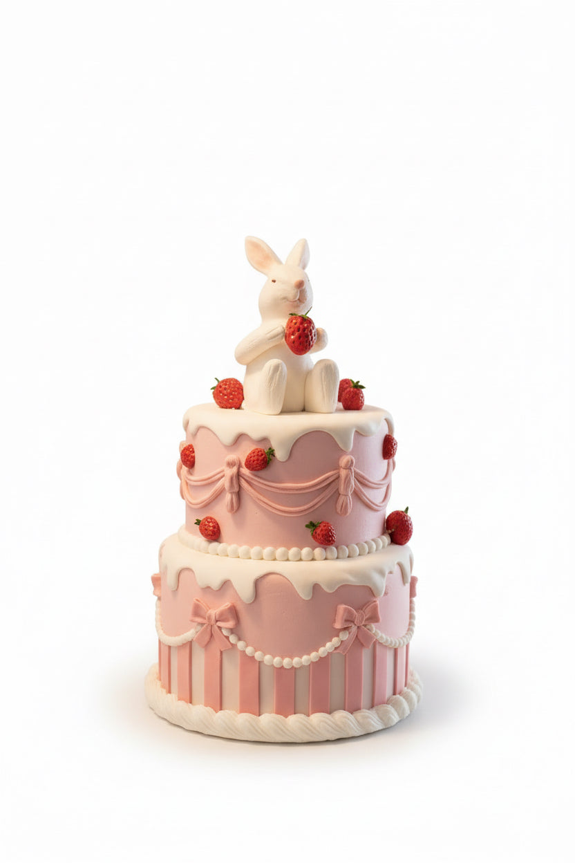 Pastel Fresa Con Conejito